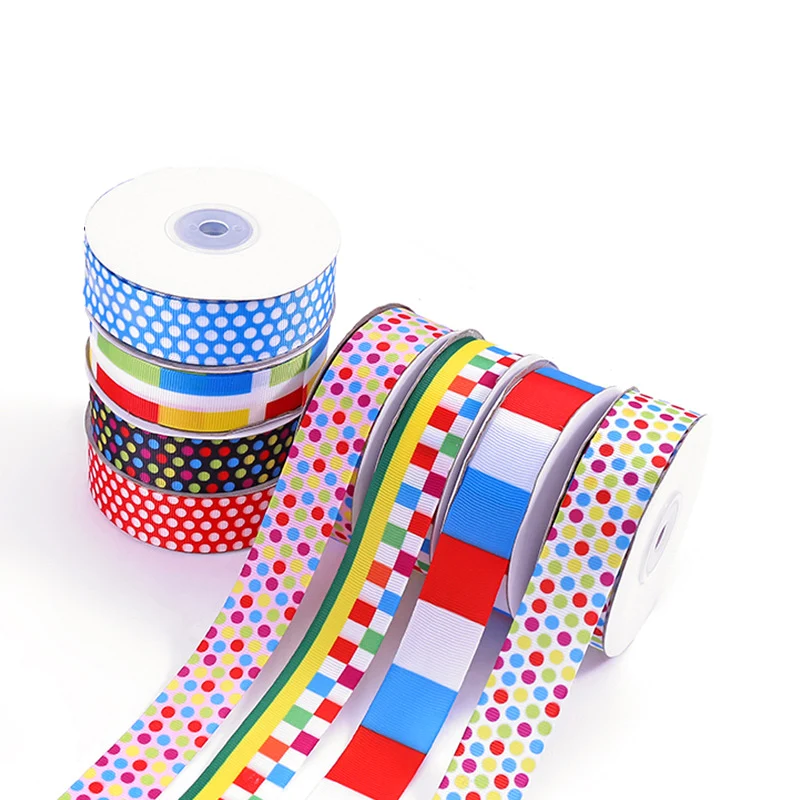 10-yards-22mm-polka-dot-check-printing-polyester-webbing-ribbon-for-gift-packing