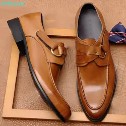 QYFCIOUFU/итальянская брендовая мужская обувь; Роскошные деловые туфли из натуральной кожи на плоской подошве; Мужские модельные броги;