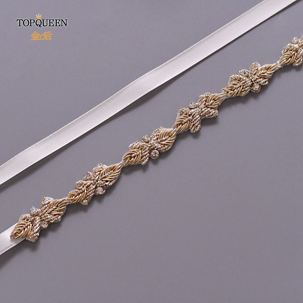 TOPQUEEN S439 стразы, ремни для свадебных платьев, тонкие стразы, пояс для девочек, дешевый вышитый бисером свадебный пояс, лента