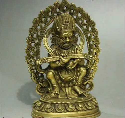 YM 305 Китай Тибетский буддизм латунь Mahakala король конг статуя Будды Хранитель