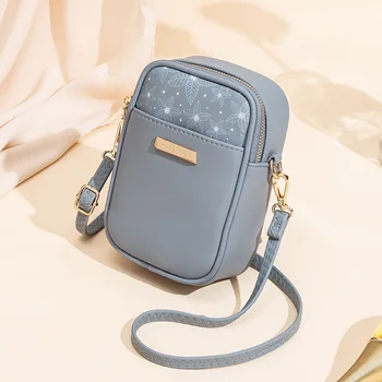 

2020 new ladies mobile phone bag Japanese and Korean printed zippered shoulder diagonal bag ladies wallet