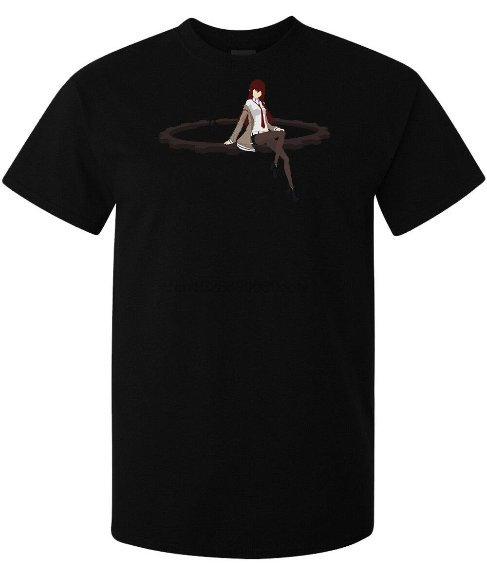 Мужская черная футболка с рисунком персонажа аниме Steins Gate Kurisu Makise