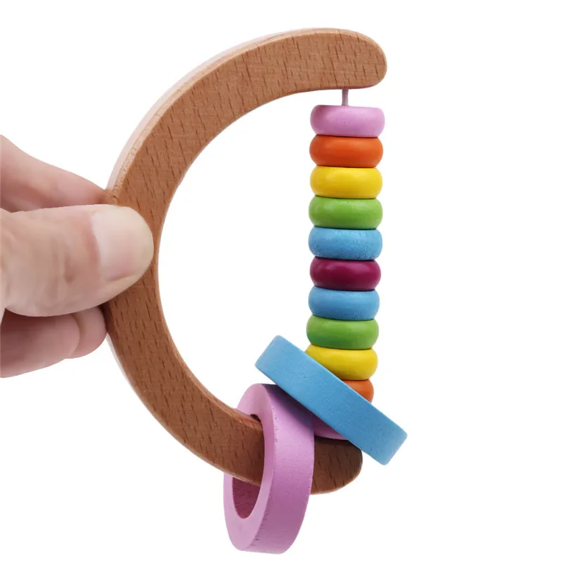 Child Kid Baby Wooden Bell Rattle Toy Hand Bell Musical Educational Instrument