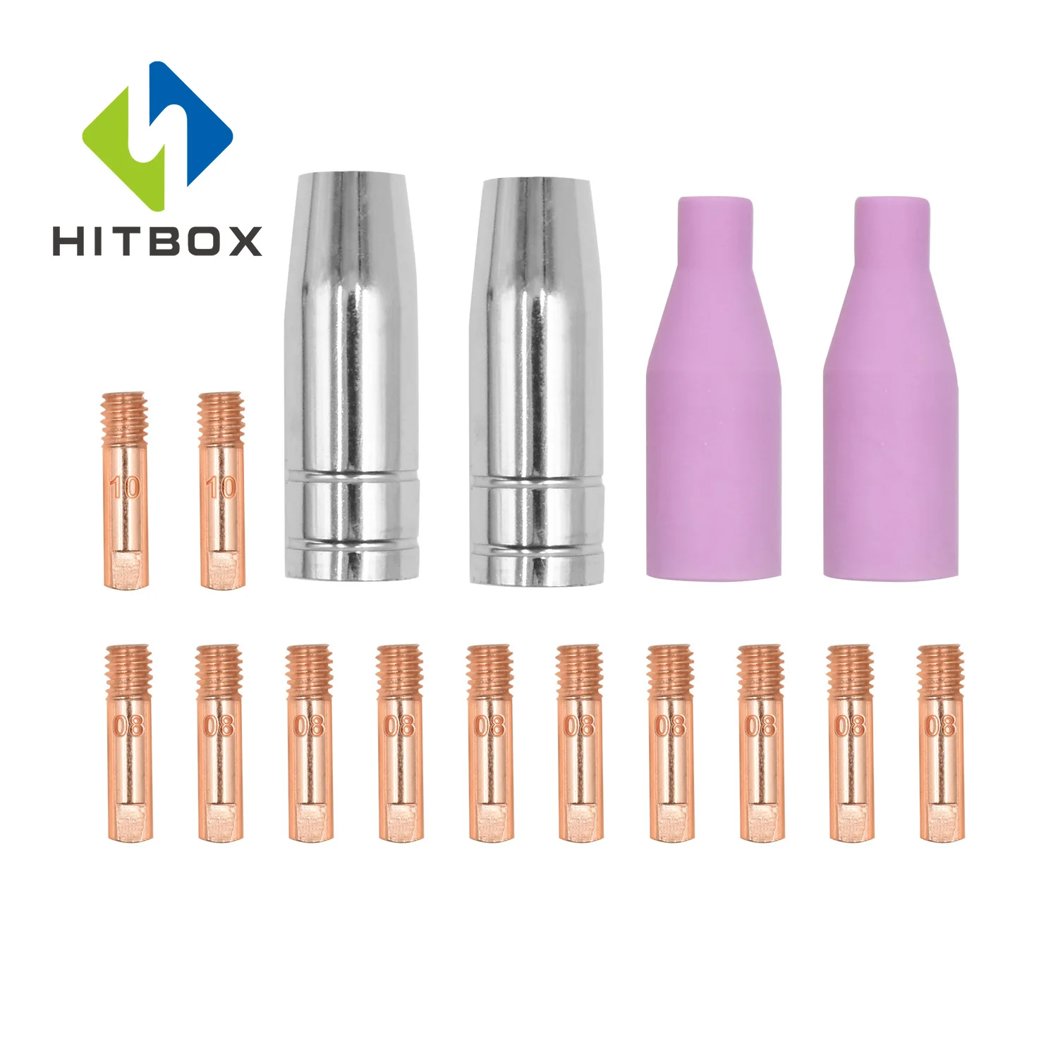 HITBOX Mig Набор насадок 16 шт. AK15 для сварочный фонарь Кепки наконечник свяжитесь с 0 8