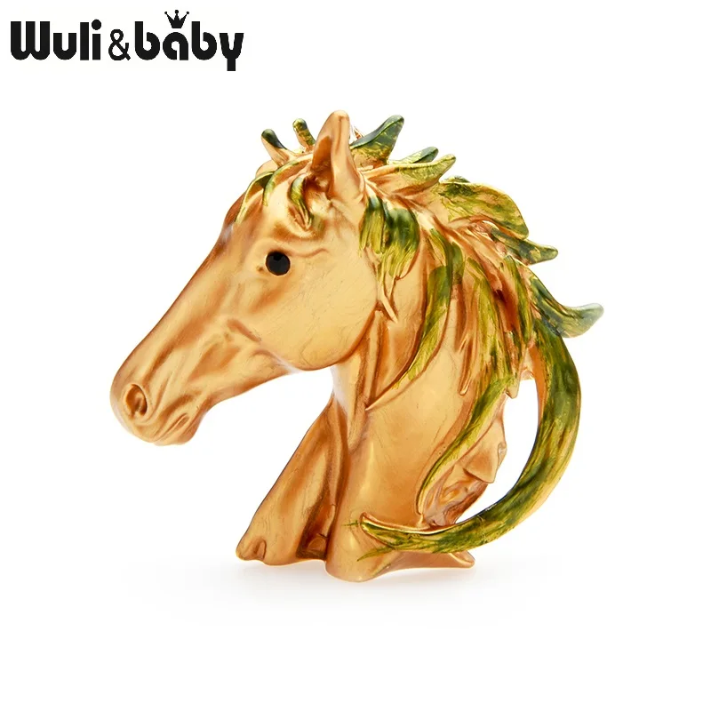 Wuli & baby брошь в виде коричневый черный эмалевые Броши с лошадью Для женщин