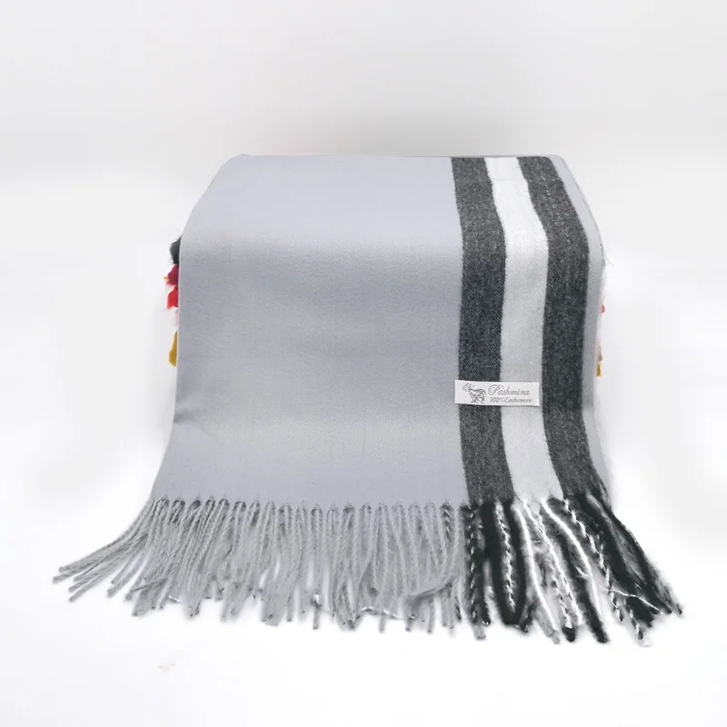 Высокое качество мягкий женский кашемировый шарф теплые платки шерсть Женский палантин простой палантин подарки WJ401 - Цвет: 8 light grey