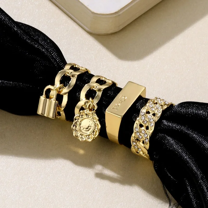 

2020 Dropshipping New European and American Hot Sale Jewelry Alloy 4-piece/ Set Angel Letter Ring Set Fashion Combination