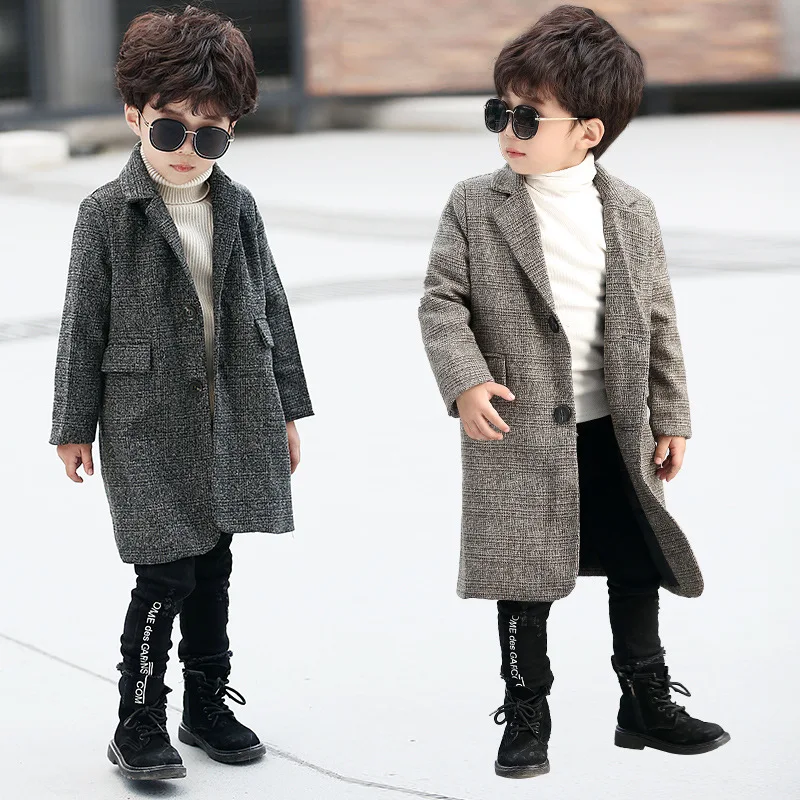 

CHILDREN'S Garment BOY'S Fall And Winter Clothes Middle Long Coat 2018 New Style Big Boy Thick Winter Boy Korean-style Trench Co