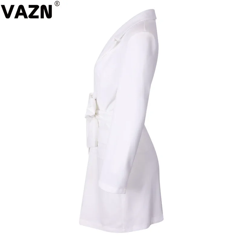 VAZN,, для молодых леди, для заметок, сексуальная, офисная, Неопрятная, модная, однотонная, глубокий v-образный вырез, длинный рукав, для женщин, высокая талия, длинная верхняя одежда
