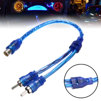 

1Pc 30cm Car RCA Mic Audio Cable Y Type Splitter Adapter Cable 1 Female to 2 Male Oxygen Free Copper Cable For Car Home Audio