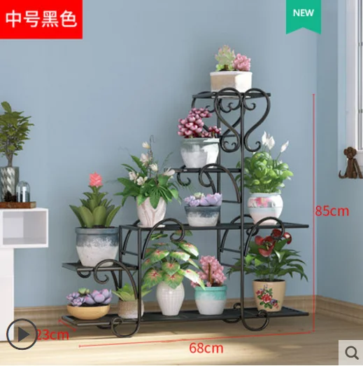 Flower rack indoor green Luo balcony flower rack iron art pendant orchid rack living room floor type simple flower pot rack - Цвет: 4