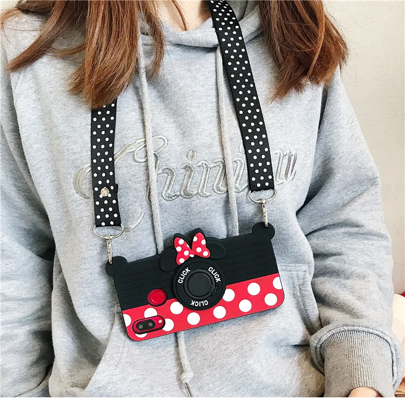 

Cute 3D Cartoon Cute Minnie Camera Case for Huawei P20/P30/Pro/Mate 20 Pro/Nova 4 Fundas Soft Silicone Cover Phone Cases