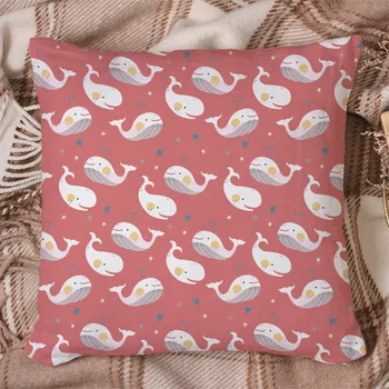 

Whale Pink Cartoon Pillow Covers Cases Cushion Pillowcase Square Print