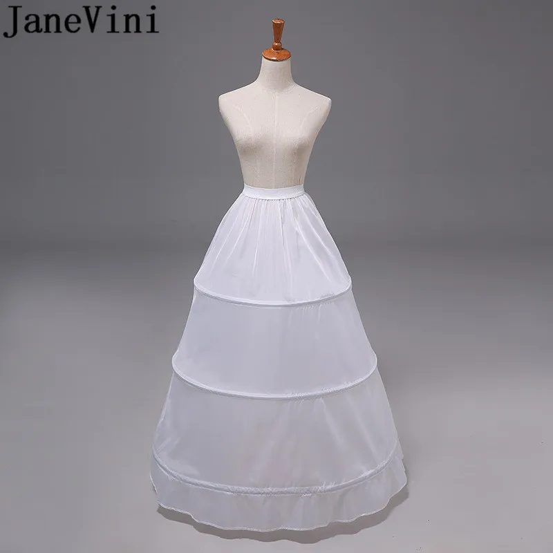 JaneVini A Line Long Underskirts Petticoat with 3 Hoops Jupon Crinoline Womens Wedding Prom Dress Floor Length Bridal Petticoats