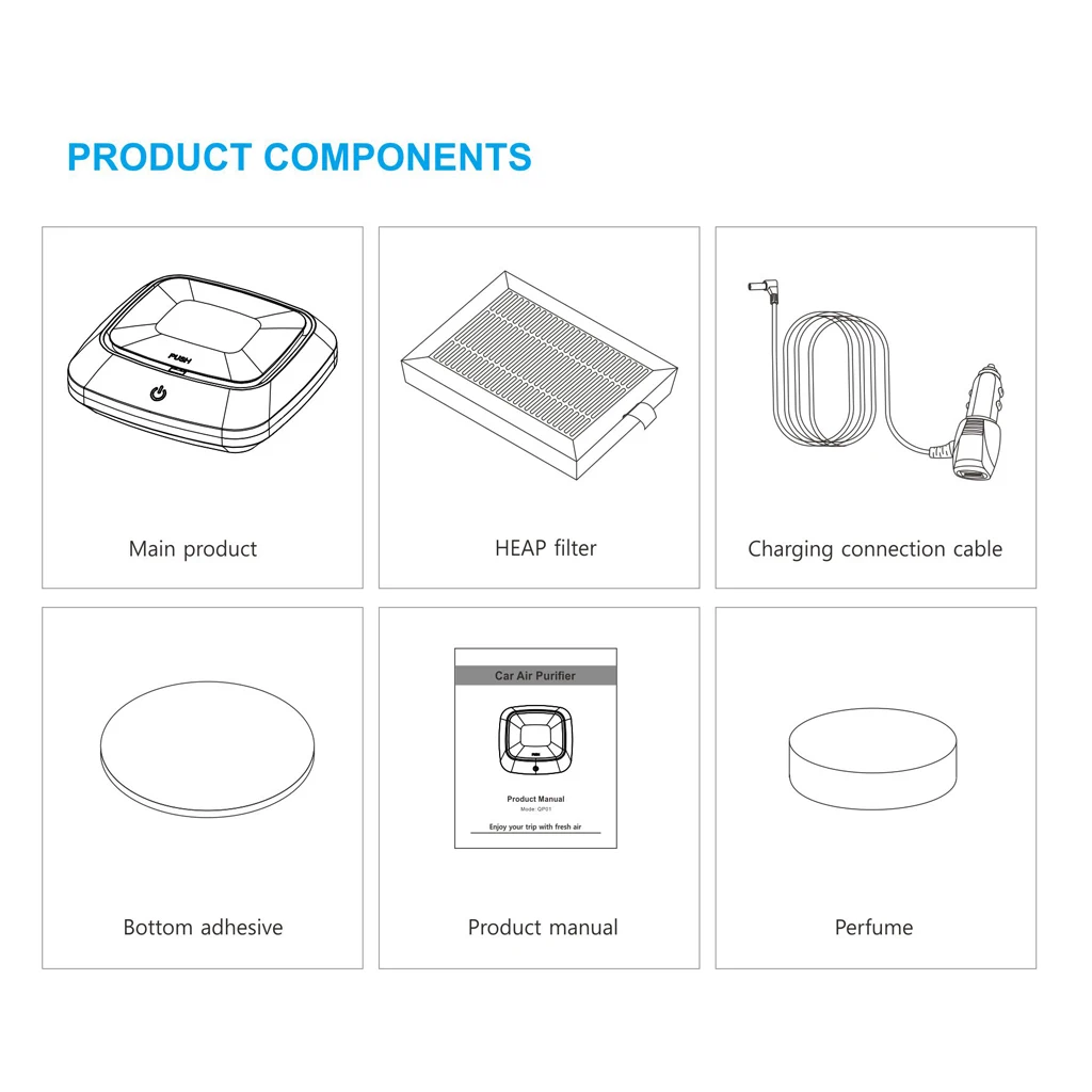 Car Air Purifier Formaldehyde Smoke Odor Bacteria Purification Device Freshener HEPA Filter Cleaner Remove Smoke