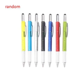 6 in 1 Multi Purpose Pen with Capacitive Touch Screen Ruler Multi Head Screwdriver Work Functional Sign Tool Pen