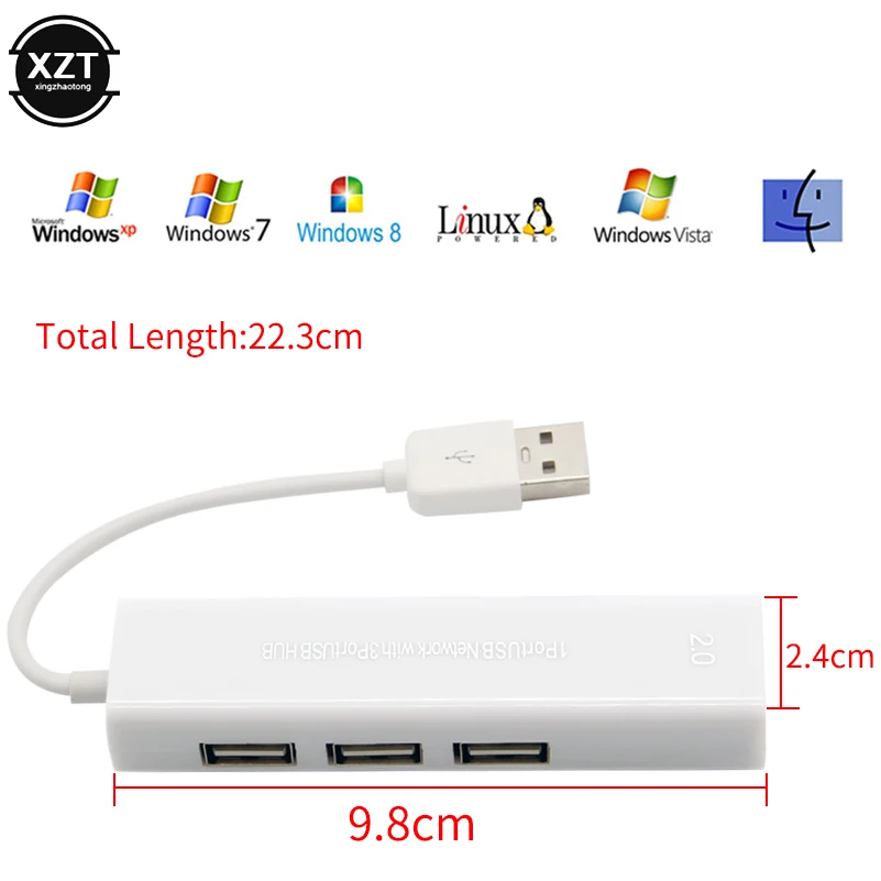Сетевая карта USB Ethernet 3 порта Высокоскоростной 2 0 к RJ45 концентратор 10/100 адаптер