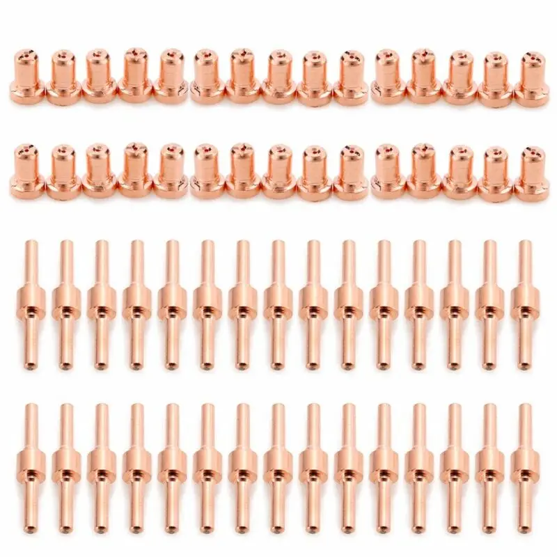 

60 Pcs/Set Extended Long Tip Electrode &Nozzles For PT31 LG40 40A Plasma Cutter Welding Red Copper