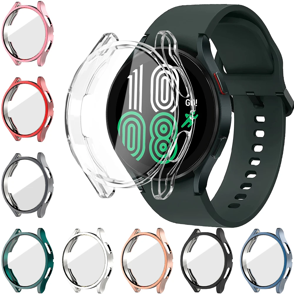Protective Case for Samsung Galaxy Watch 4 40mm 44mm, Soft TPU Cover Bumper Full Screen Protector for Galaxy Watch4 Accessories