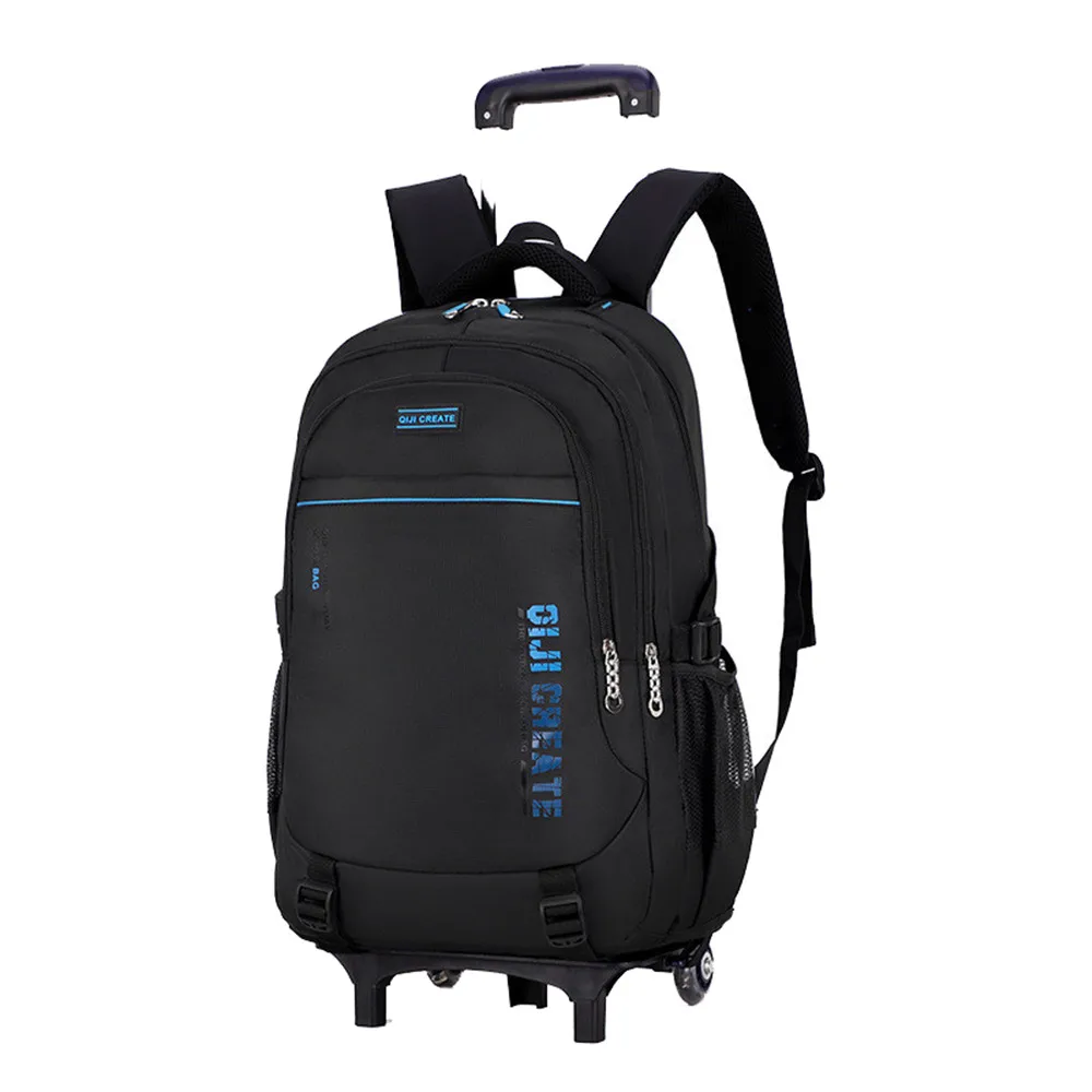 blue 2 wheels Дети Мальчики Девочки Тележка школьный Чемодан книжные сумки рюкзак последнее съемный детей школьные ранцы 2/6 колеса Лестницы - Color: blue 2 wheels