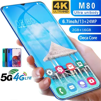 

M80 2+16GB 6.7Inch Water Drop Screen Human Face Fingerprint Mobile Phone Smart Phone Bit Battery Camera Smartphone