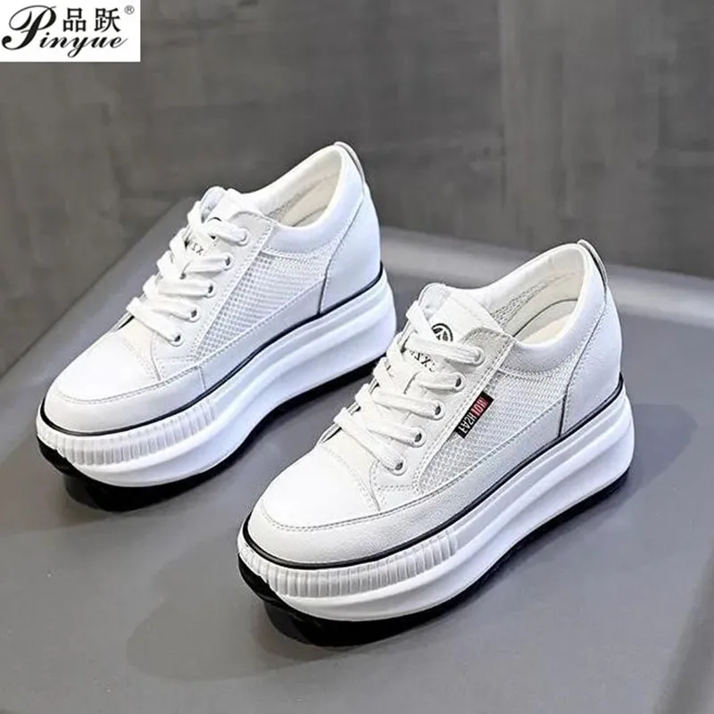 Women's Waterproof Non Slip Lace Up Sneakers, Low Top Thick Soled Platform  Walking Shoes, Fashion Height Increased Casual Sneakers