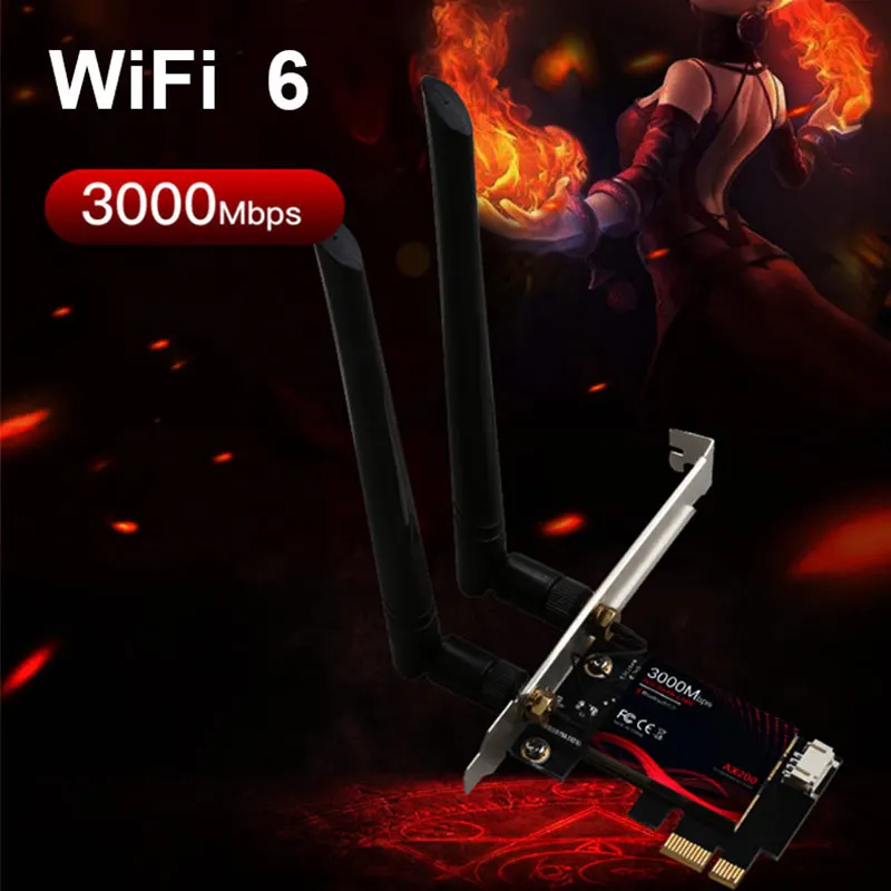 WIFI6 Беспроводная игровая PCI-X карта 3000 Мбит/с гигабитная сетевая Intel AX200 USB5.0