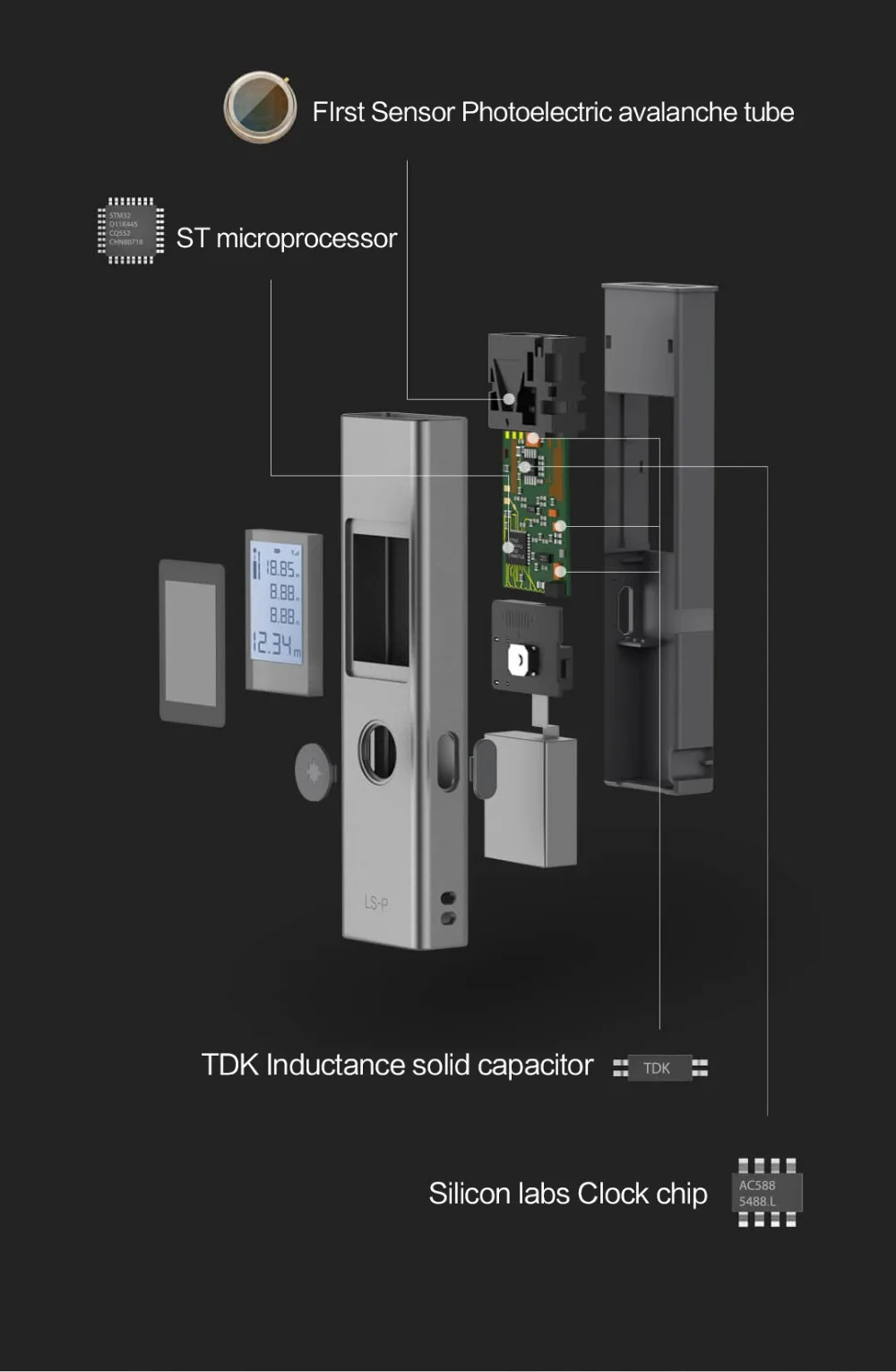 Xiaomi Mijia Tuka лазерный дальномер 40 м LS-P Портативный USB зарядное устройство высокая точность измерения