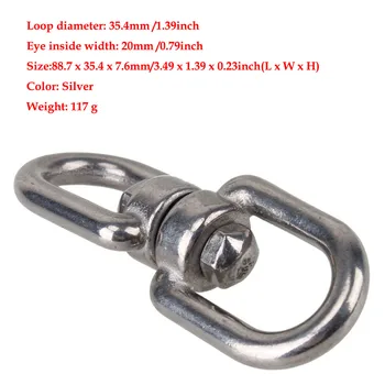 

5PCS 304 Stainless Steel Silver 8 Form M8 Rotary 88.7mm Safety Buckle Safety Climbing Snap Hook Button Keyhole Eye To Eye