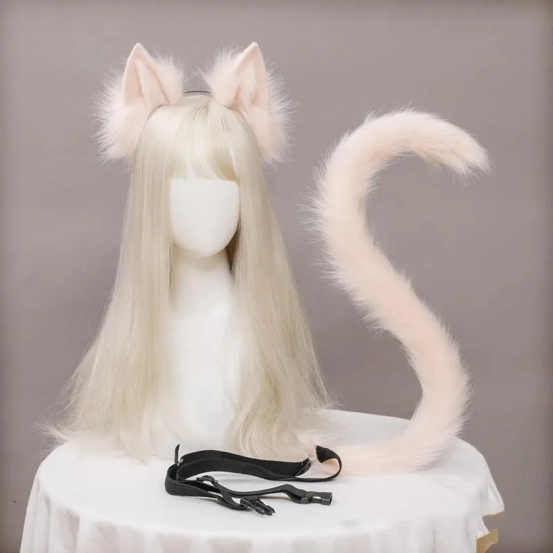Peluche orecchie di gatto realistico Lolita fascia coda di gatto accessori Cosplay simulazione fatta a mano orecchie di animali copricapo di Halloween Kawaii