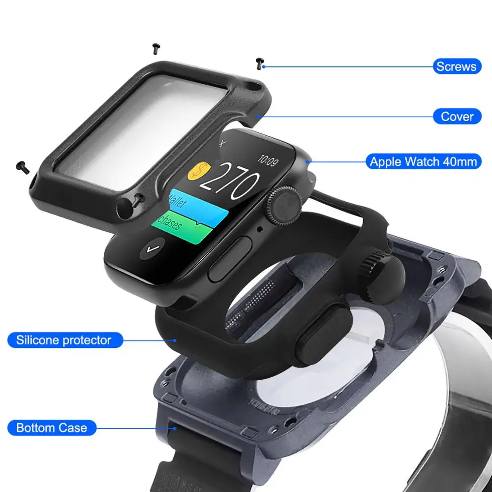 Металлический Универсальный защитный чехол для iwatch SE 6 5 4 40 мм 44 Мужской