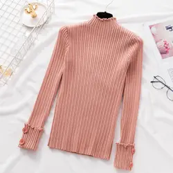 Женский свитер с воротником-стойкой, осень и зима 2018, новый стиль, корейский стиль, Модный облегающий Универсальный пуловер, студенческий
