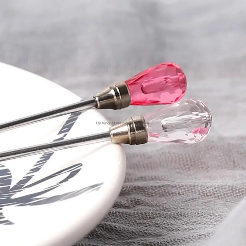 ByKing10.3cm Crystal Head Stainless Steel Wax Pills Mix Tool Burning Melted Seal Wax Stirring Mixing Spoon Seal WAX Stirring Rod