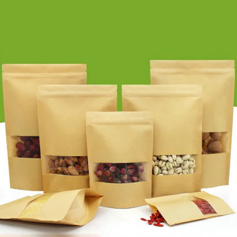 Пакетики для чая Ziplock из крафт бумаги оконные чайные пакетики сухофрукты чай в