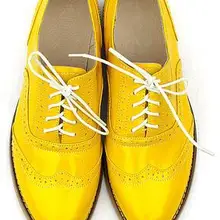 Модные Туфли-оксфорды в британском стиле из натуральной кожи желтого цвета на шнуровке; большие размеры; женская обувь для отдыха на выбор