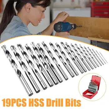 

19PCS 1.mm-10mm High Speed Steel HSS Drill Bilt High Speed Twist Metric Drill Bits Set Metal Drilling