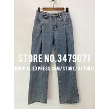 Ретро женские Джинсы бойфренда синие повседневные Прямые ноги Дамская уличная одежда джинсовые брюки повседневные хипстерские джинсы с высокой посадкой