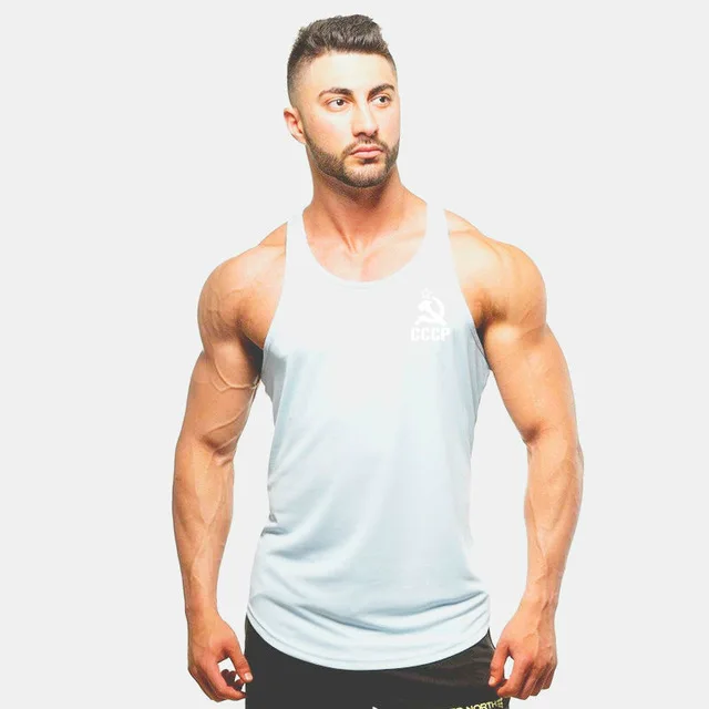 New brand Gyms Clothing Tank Tops Fitness Mens Bodybuilding Tanktops Cotton Vest For Muscle Men body Workout Sleeveless Shirt - Цвет: 17 white