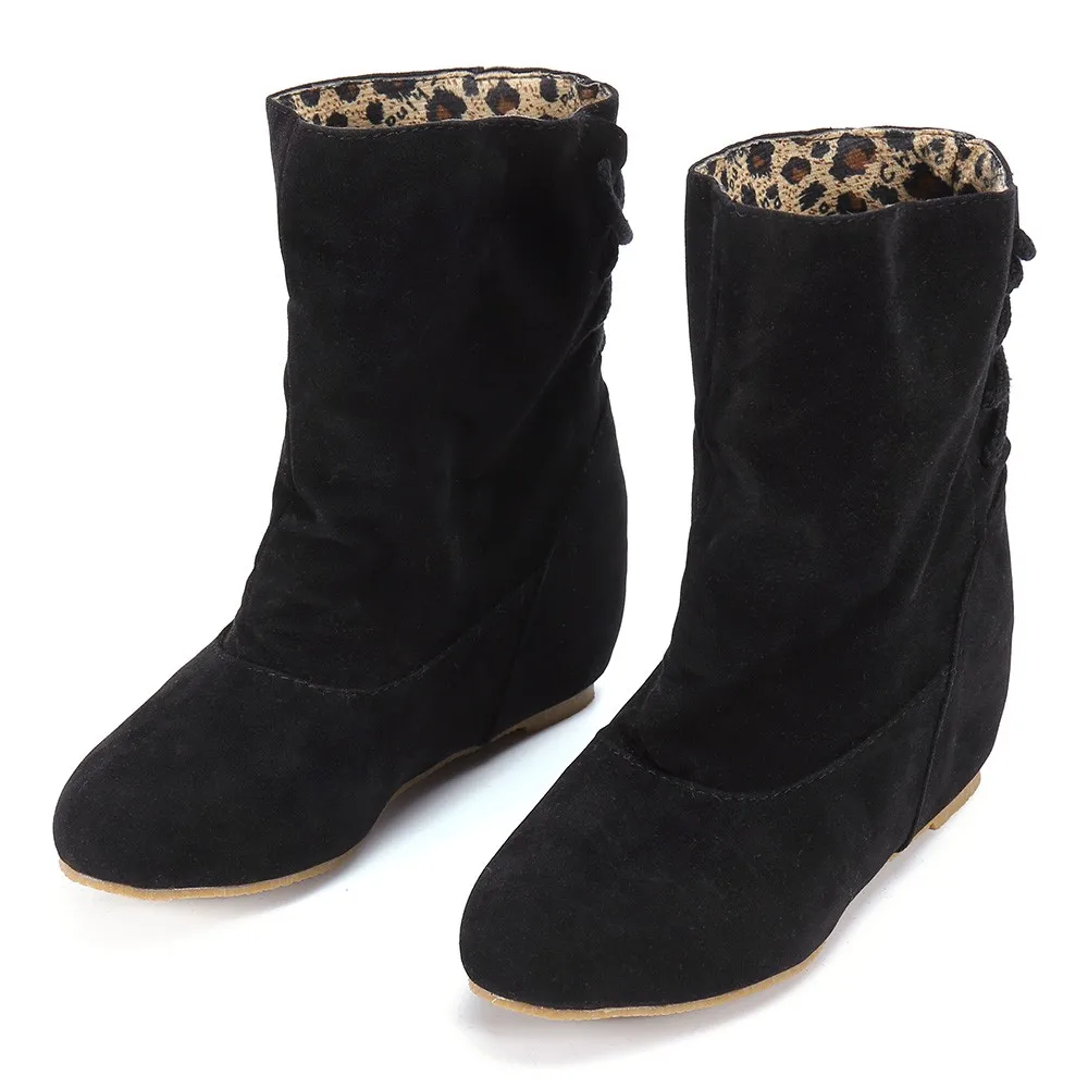 

Women's Winter Snow Boots Suede Short Boot Outdoor Skiing Warm Fur Mid Tube Shoes Wedges 2019 Fashion Lady Strappy Botas Rome