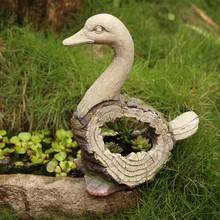 Садовая статуя животного двор балкон ваза фигурки украшение для дома ажурная мертвая текстура древесины утка цветочный горшок для суккулентных растений