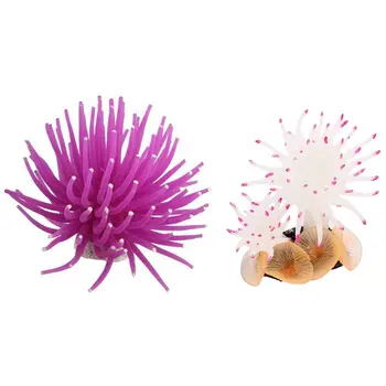 

Aquarium Fish Tank Sea Artificial Fake Coral Ornament Decoration Purple & 8.9cm Tall White Fuchsia