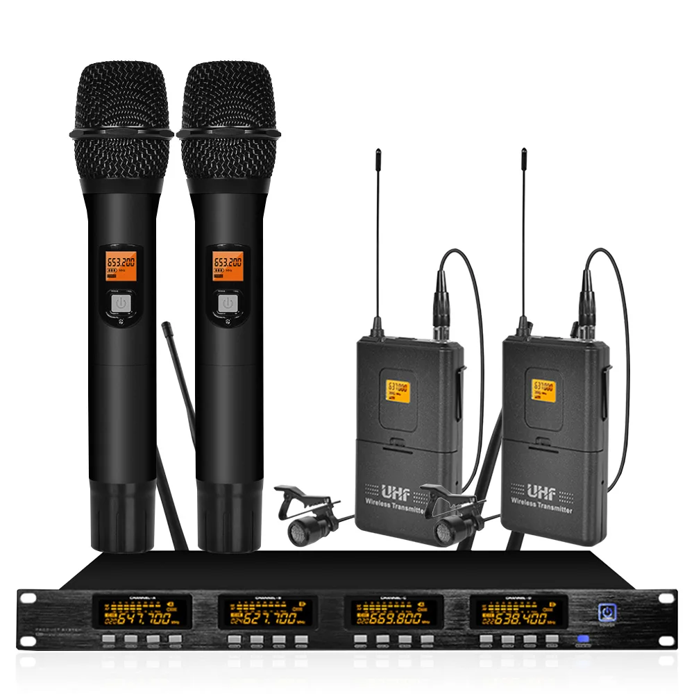 

Orban professional stage show wireless microphone system UHF two handheld two lavalier microphone karaoke microphone