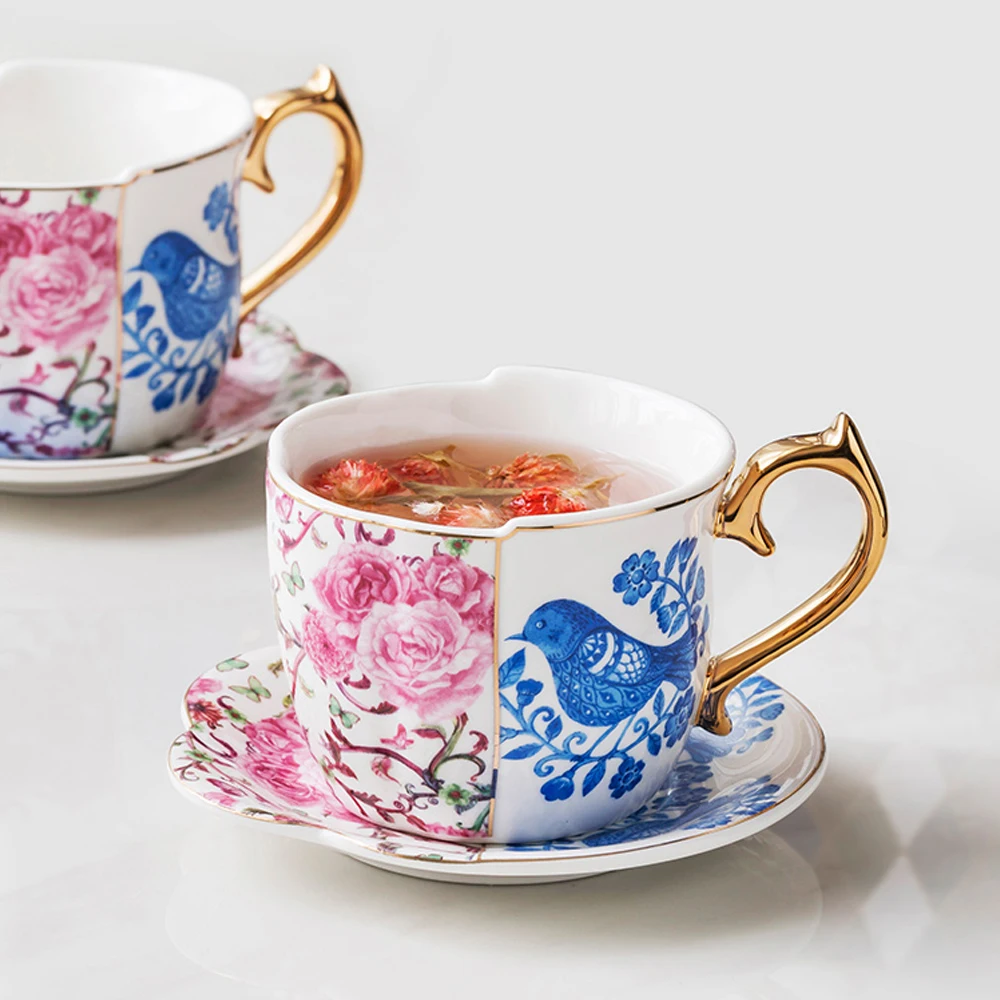 

Porcelain coffee mug European small luxury asymmetric ceramic coffee cup afternoon tea cup and saucer set gift box free shipping