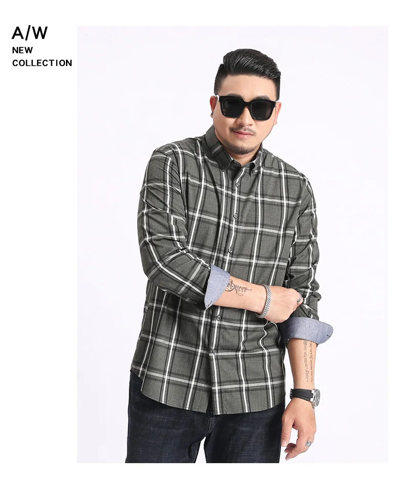 5xl 6xl 7xl 8xl 2019 Новинка плюс размер клетчатая Повседневная рубашка мужской с длинными рукавами новая весенняя деловая большая