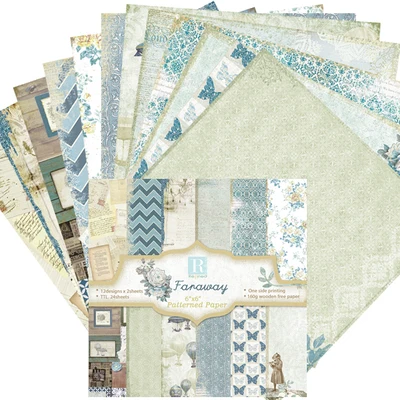 

6" Retro Faraway Scrapbooking Background Paper Pack Home Deco Origami Art Card Making DIY Journaling Project Craft