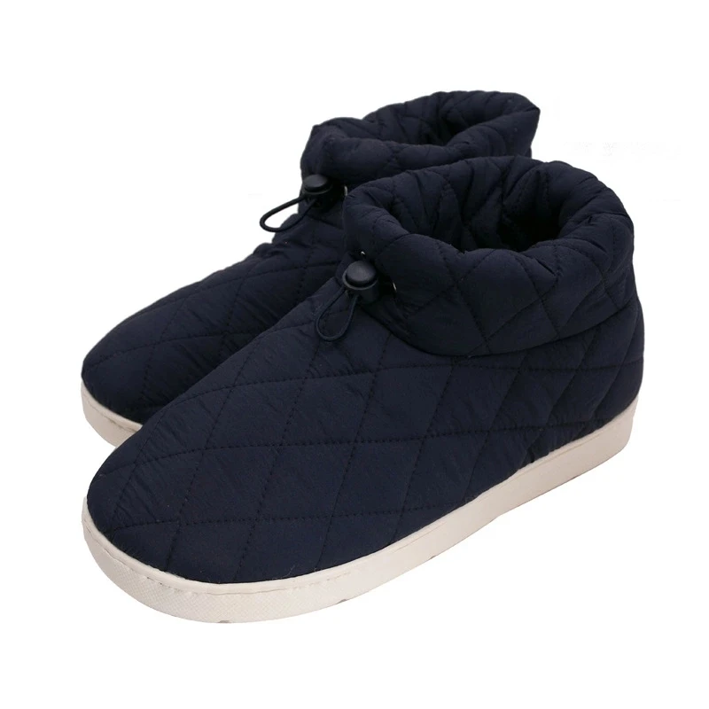 ASIFN Men's Slippers with Fur Winter Warm Lightweight Women Home Indoor Thick Slip Non-slip Slipper Cotton Zapatos De Mujer - Цвет: Синий