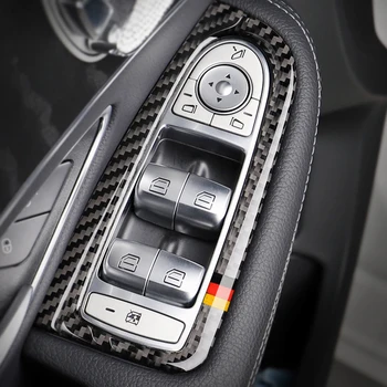 

For Mercedes C Class W205 GLC C180 C200 Auto Car Styling Accessories Carbon Fiber Car Window Switch Armrest Panel Trim Stickers
