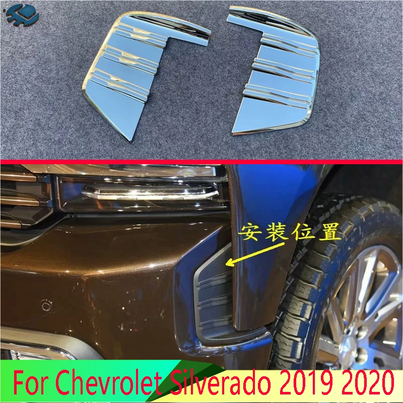 

For Chevrolet Silverado 2019 2020 Car Accessories ABS Chrome Front Fog Light Lamp Cover Trim Molding Bezel Garnish Sticker