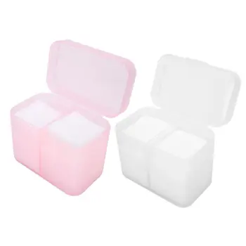 

2 Grids Pink Nail Pads Container Nail Polish Glitter Powder Storage Box Case Container Holder Nail Art Manicure Tools
