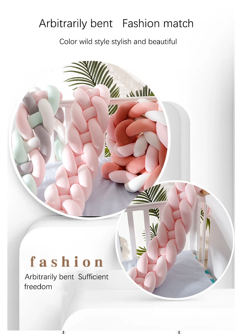 Cerco do Berço Cerca de Proteção Tira da Torção Cama do Bebê Decorativa Cama Tecelagem Travesseiro Crianças Acessórios Pára-choques 2m nó 8 Cheap Amortecedores